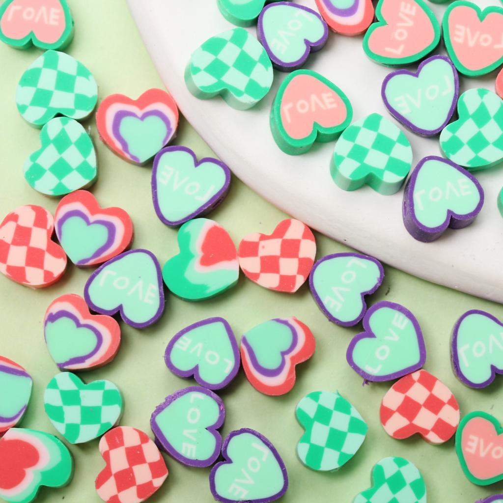 for Jewelry Making Loose Beads Creative Soft Pottery Love Mixed Beads Heart Shaped DIY Material 10pcs Decorations