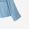 ZANZEA Women Casual Turn Down Collar Loose Long Sleeve Blouse