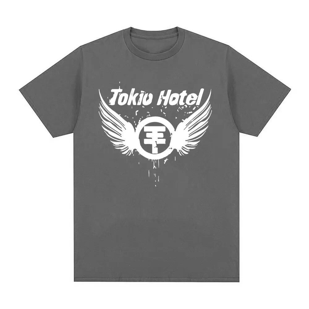 100 % Baumwolle T-Shirts Rock Band Tokio Hotel Logo Print T-Shirt Unisex Mode Hip Hop Punk Gothic T-Shirt Übergroßes Kurzarm-T-Shirt