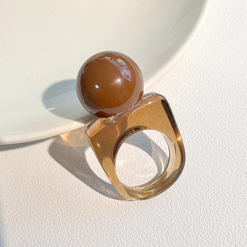 Mode Personlighet Design Harts Kulformad Fyrkantiga Ringar För Kvinnor Temperament Geometrisk Tjock Chunky Fingerring Smycken Fest