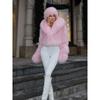 Manteaux Courts Fausse Fourrure Femme Vestes à Capuche Unies Manches Longues Bouton Épais Droits Bureau Dame Décontracté Automne Hiver
