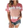Women's Spring Summer Casual Round Neck Short Sleeve Print Plus Size Shirt Top