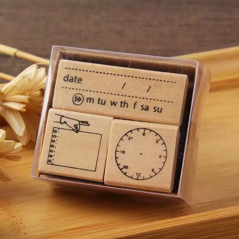 Lovely Gift Exquisite Wooden Seal Cute Literary and Fresh Student Printed Handbook Decorative Material Assorted Stamp 6 Options