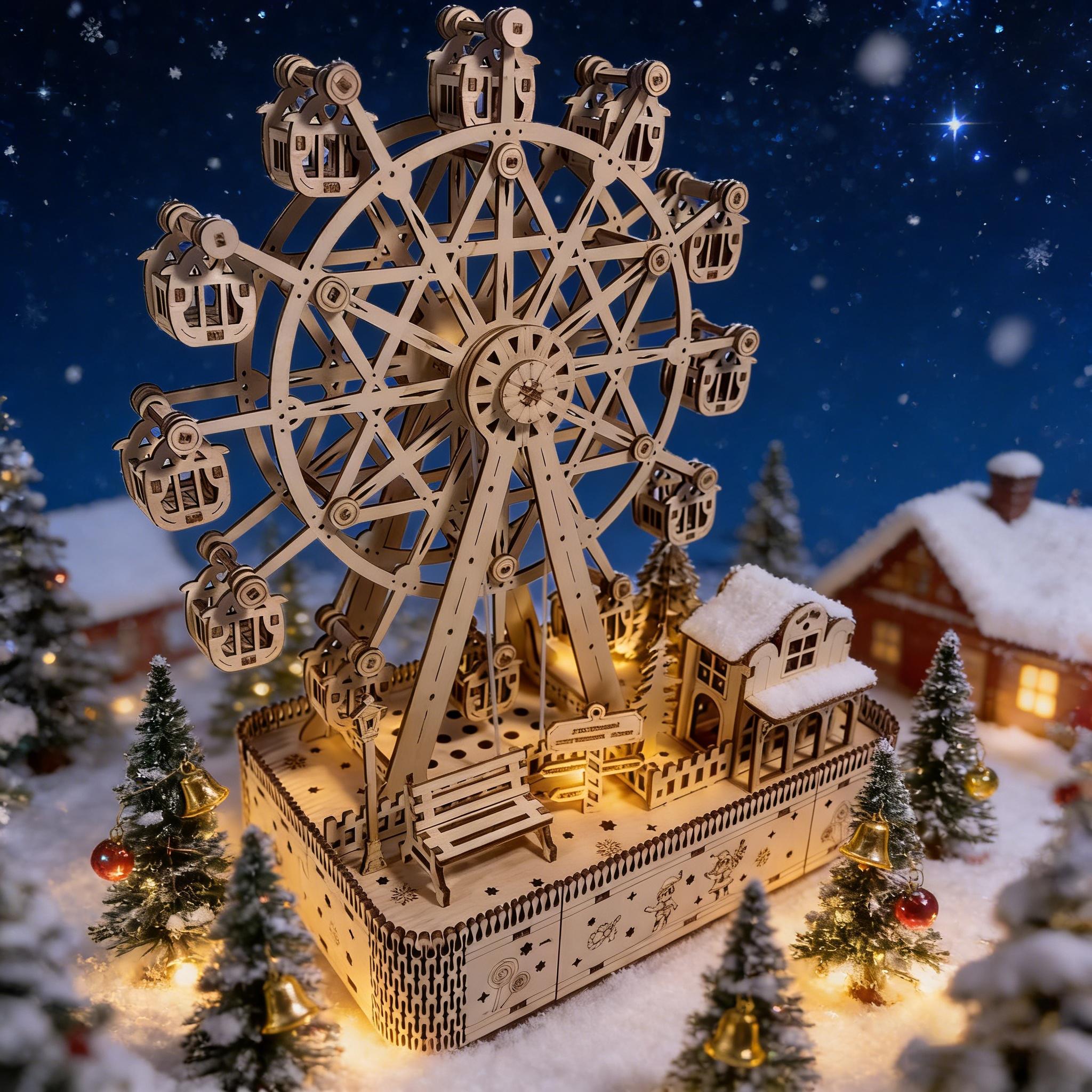 Wooden Ferris Wheel Puzzle DO-IT-YOURSELF Wooden 3D Ferris Wheel Assembly Learning Birthday Present Christmas Present