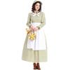 Prairie Colony Geel Bloemig Pionierskostuum Jurk met Schort voor Halloween