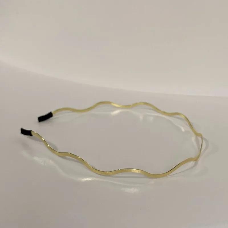 2025 New Fashion Women Gold Metal Wave Bending Hairbands Geometric Thin Headbands Elegant Headdress For Daily Party