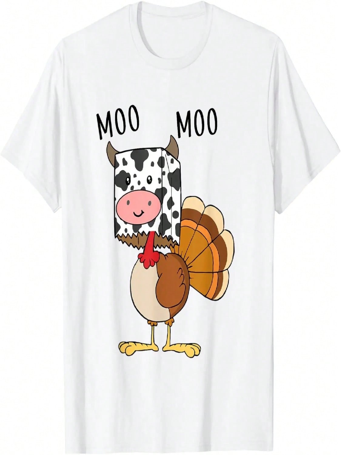 Funny Turkey Cow Thanksgiving Moo Moo Fake Cow Farmer T-Shirt S разноцветный