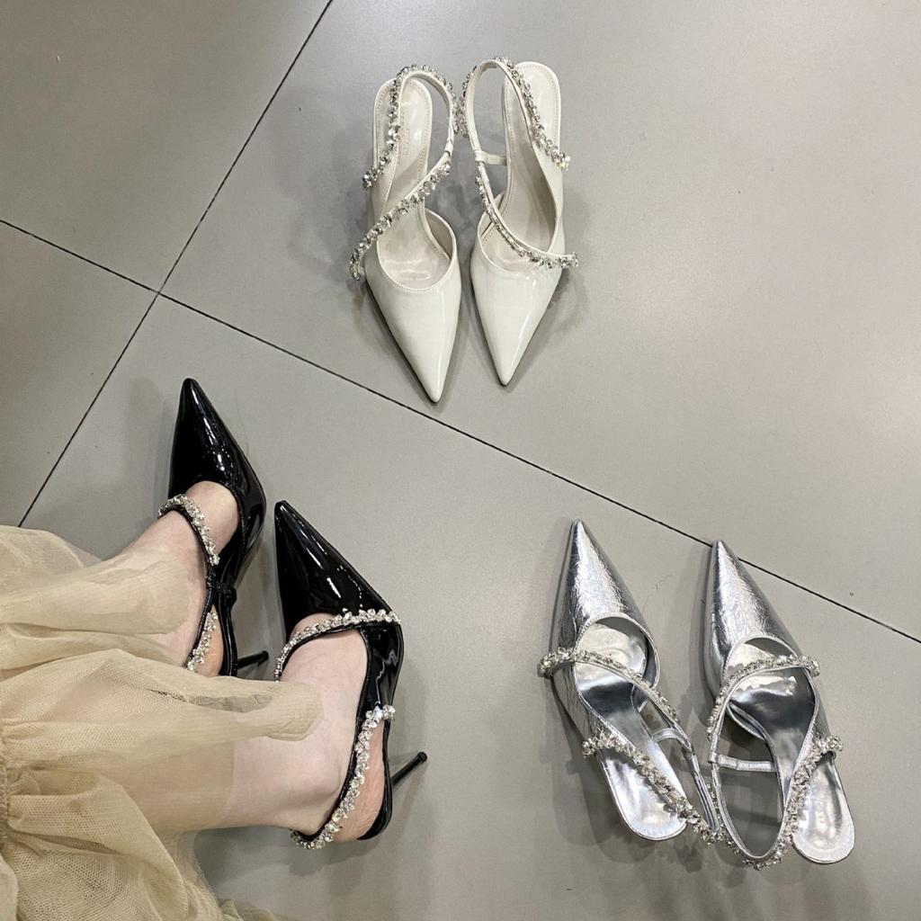 Women'S Shoes Spring Pointed Toe Thin Heel High Heel Elegant French Style Fashion Sexybeautiful Closed Toeback Strap