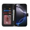 For iPhone 16 Pro Stand Case Textured Leather Wallet Phone Cover with Strap