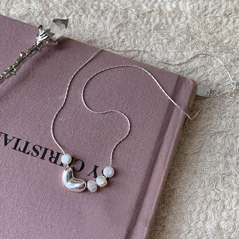 Unregelmäßige Linsenbohnen Perlen Liebe Halskette für Damen Neuer Leichter Luxus Kleine Menge Faltbare Halskette