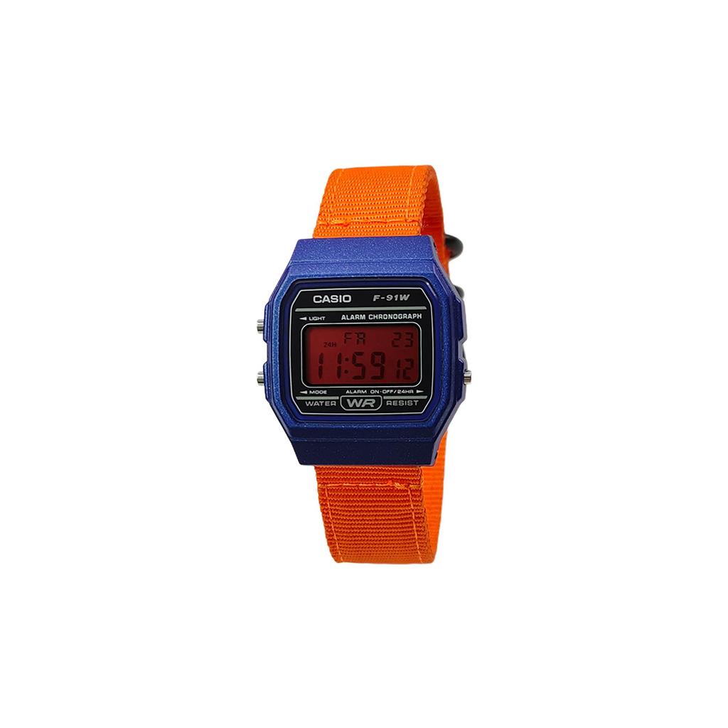 CASIO Custom Collection Quartz Movement Nylon Strap Watch Men's Watches Black Dial F-91WM-2A(Watch5--)