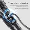Rechargeable Super Bright LED Flashlight Portable Telescopic Sliding Zoom Outdoor Strong Light Flashlight Digital Display