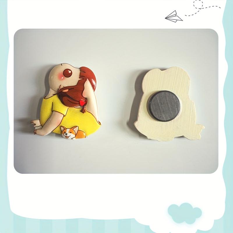 4pcs Set of Japanese Magnetic Fridge Stickers, Featuring a Korean Sporty Self Discipline Girl, Cute Cartoon Designs for Fridge Decoration