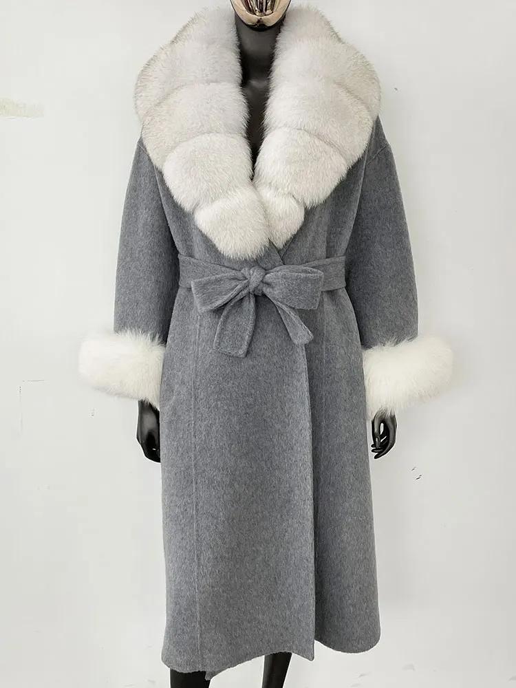 OFTBUY Wool Coat Women 2024 Autumn Winter Real Fox Fur Jacket Female Long Warm Natural Fox Fur Collar Fur Cuffs Coat Woolen Coat