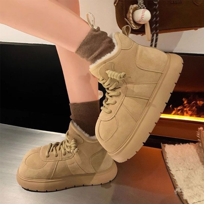 Fashion Chunky Round Toe Women's Snow Boots Winter Plush Warm Ladies Shoes Y2k on Offer Fashion 2025 Boot Hot Non Slip New in Footwear