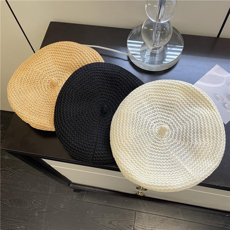 New black temperament elegant beret female face small versatile spring and summer breathable thin decorative painter hat