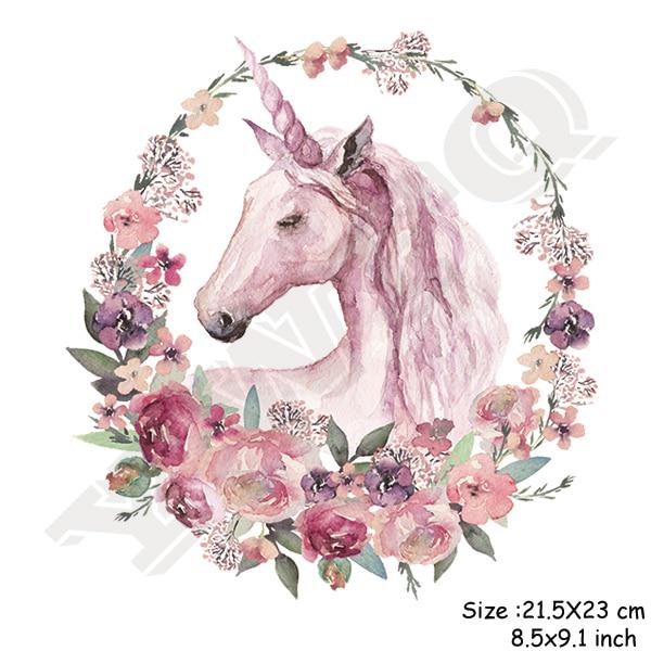Flower Unicorn Stickers for Girls Boy Gift Badges Diy Accessory Heat Transfer Clothing Decor Patches