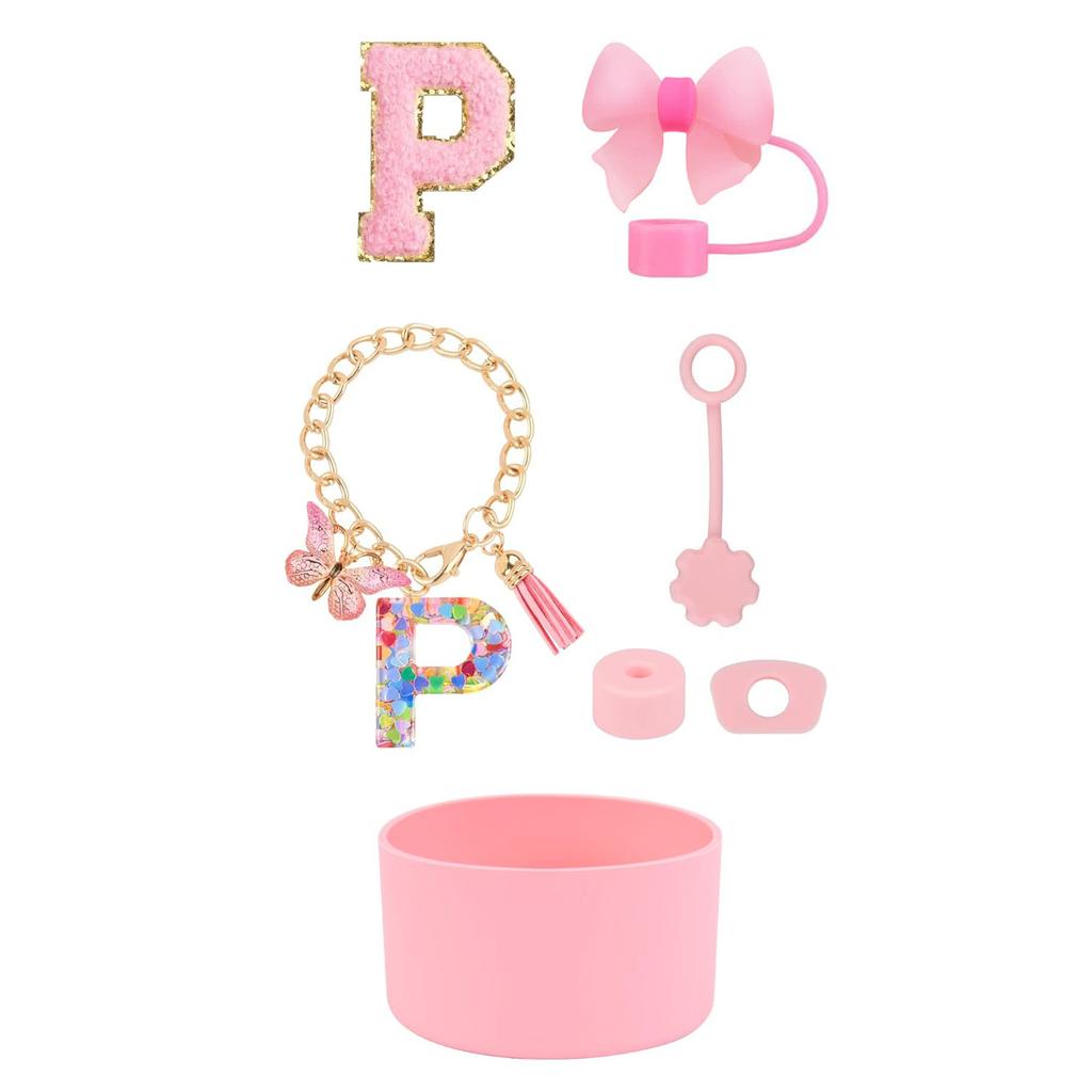 7pcs Cup Accessories Set for Stanley 30oz 40oz Tumbler Straw Cover Cap Boot Spill Proof Stopper Letter Keychain Charm Sticker