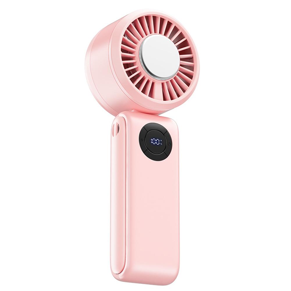 

Digital Display Handheld Fan Folding Portable Cooling Fan 5 Speed Levels 4000mAh Battery Pink