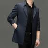 Men's Mulberry Silk Windbreaker Mid-length British Style Suit Collar Jacket Business Casual Large Size Jacket Spring Wear