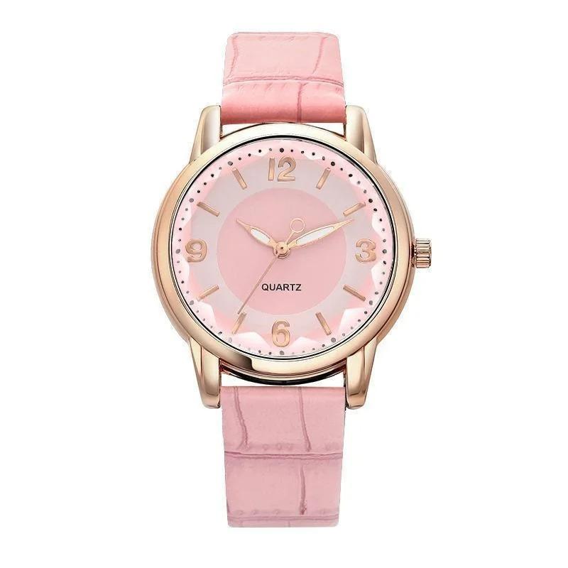 Leather Strap Women's Watch Polygonal Glass Luxury Women's Clock Dial Quartz Creative Fashion Quartz Watch