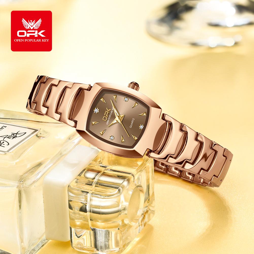 OPK Brand Steel Strip Calendar Three-Pin Lady Quartz Watch
