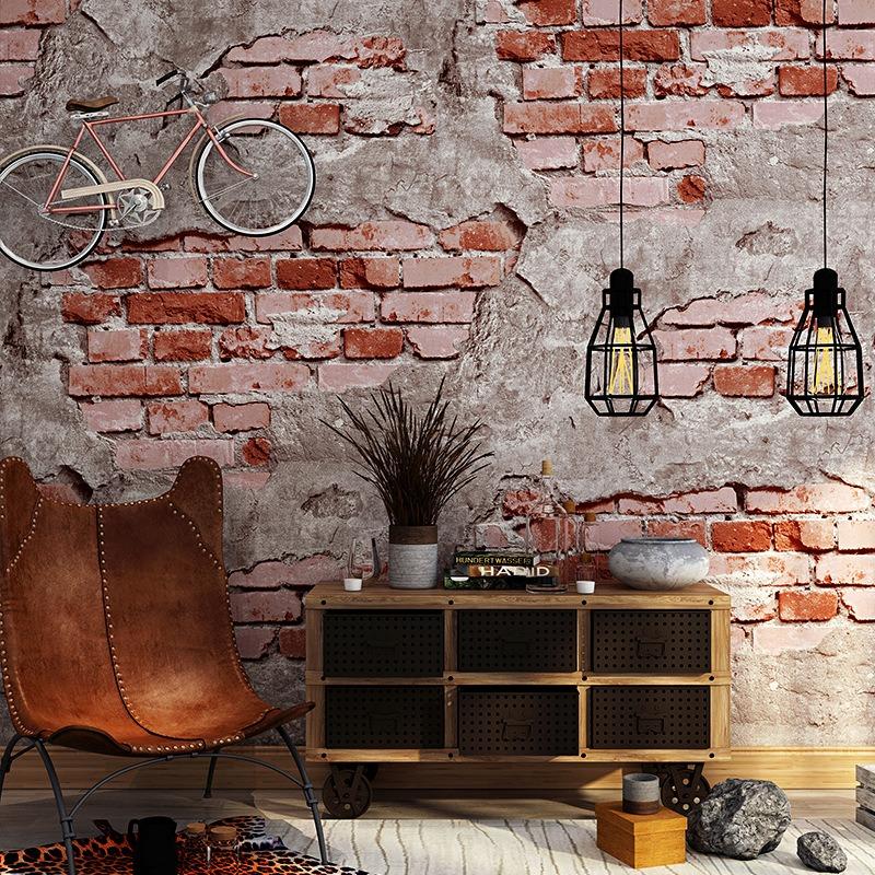 3D Brick Non-woven Wallpaper Retro Brick Stone Wallpaper Industrial Wind Loft Coffee Background Wall Decor