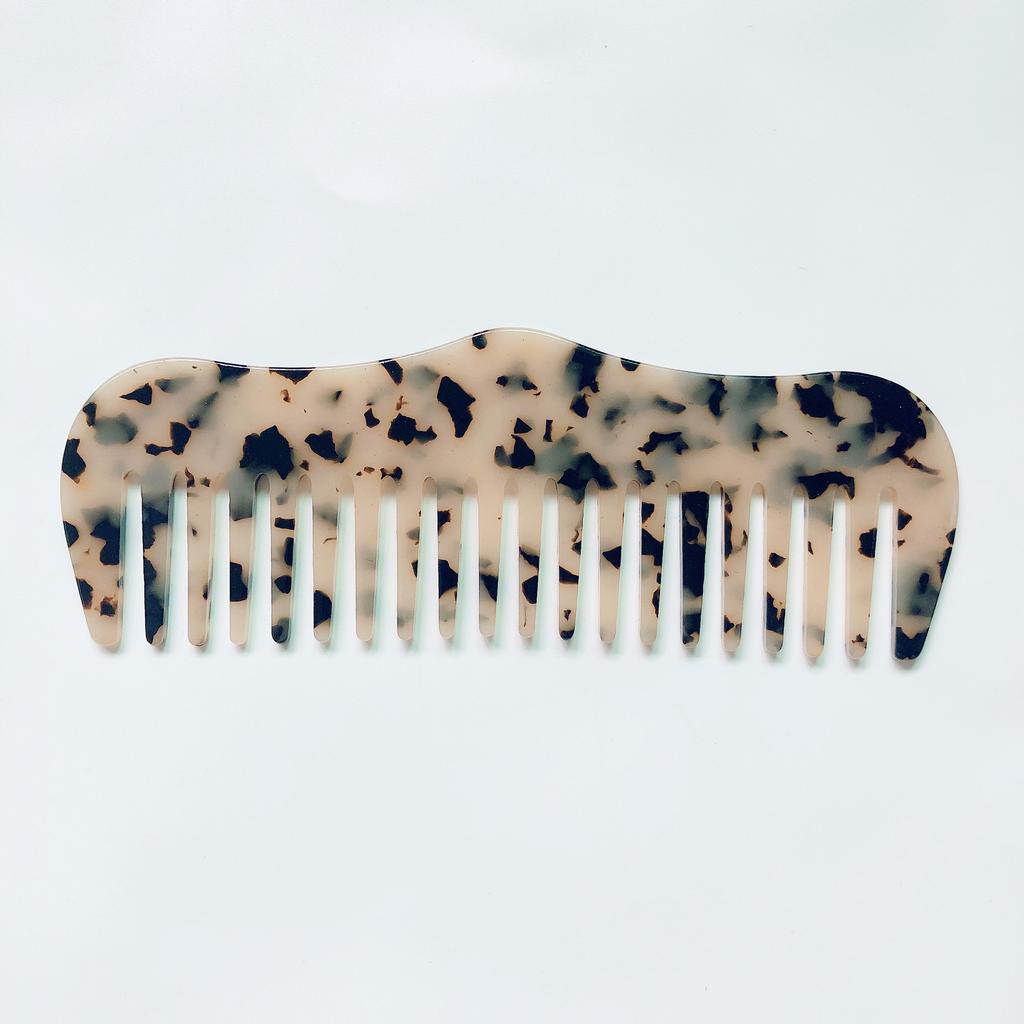 Daily Life Hairdressing Tail Cellulose Marble Pattern Hair Combs Wide Teeth Tortoise Shell Colorful Acetate Hair Combs for Women