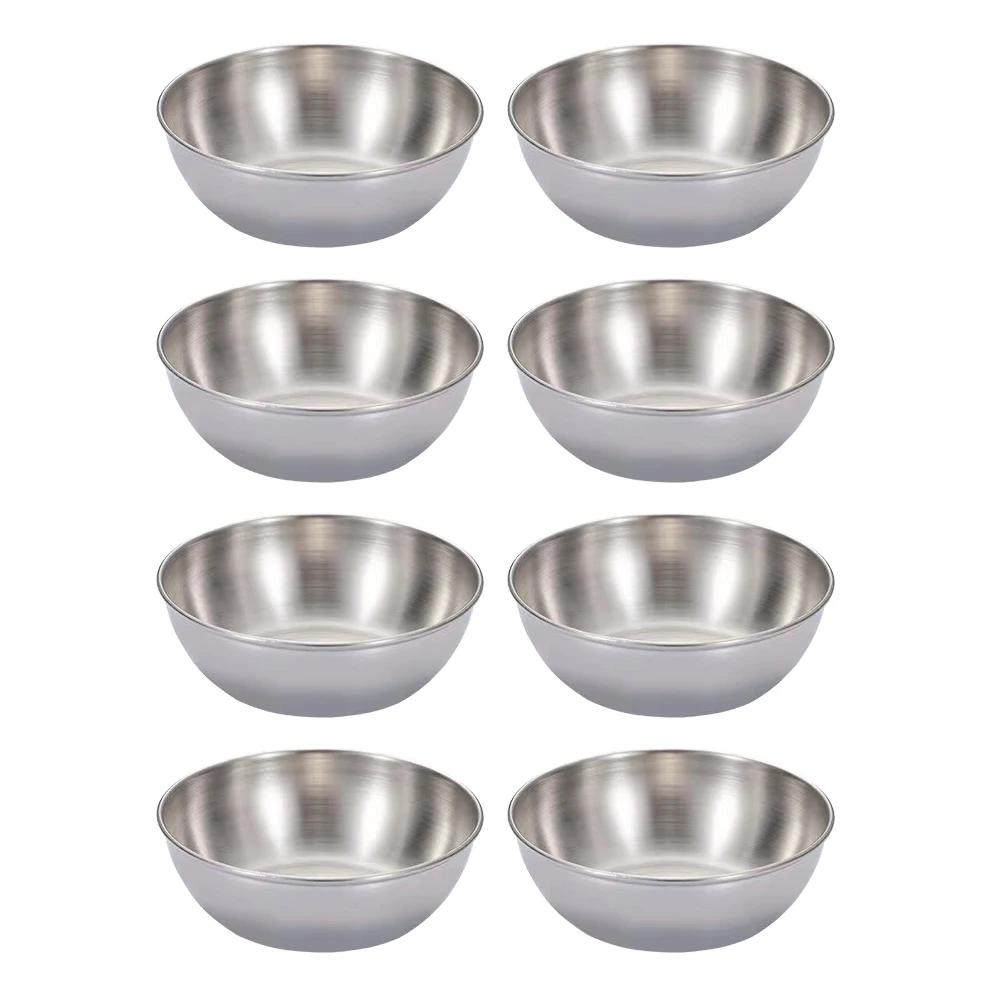 Sauce Dipping Bowl Stainless Steel Dipping Cups Round Sauce Dishes Mini 4/8Pcs Silver Reusable Seasoning Cups Dipping Cups