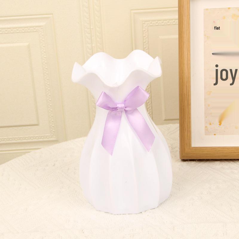 Imitation Ceramic Plastic Vase - Lotus Leaf Design for Artificial Flowers, Home Decoration, and Flower Arrangement.