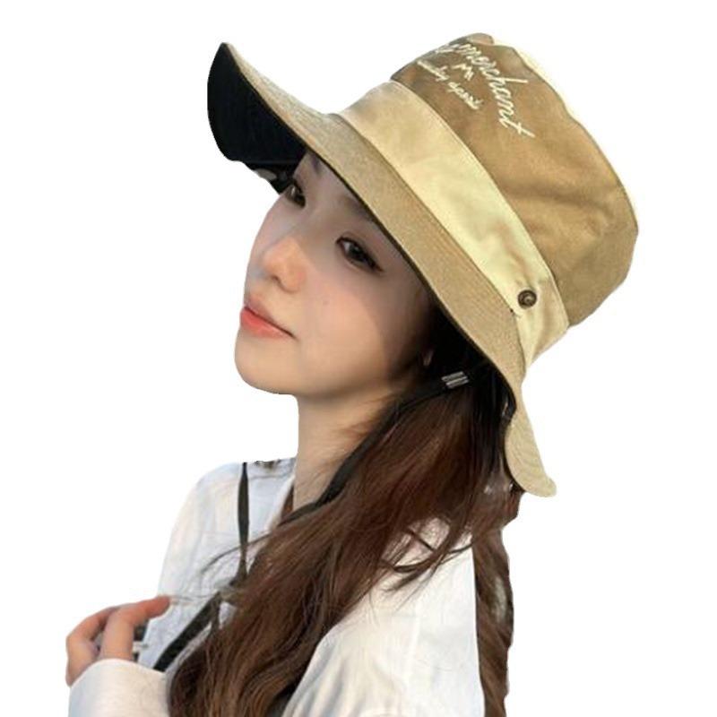 Letter Embroidered Fisherman Hat Men and Women Spring and Summer Sun Protection Outdoor Sun Protection Mountaineering Hat Western Cowboy Hat