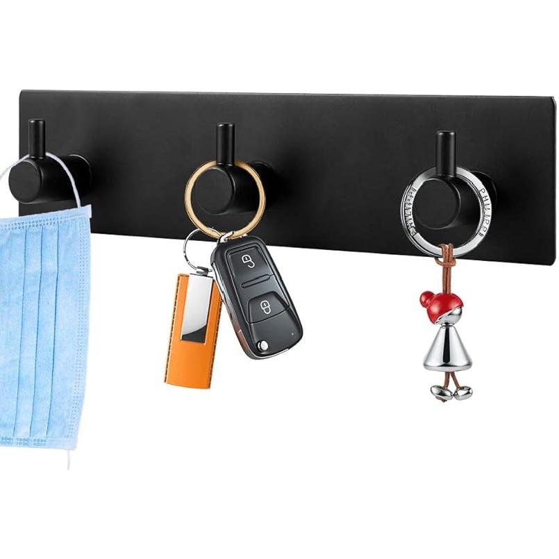 Picowe Soporte para llaves decorativo de pared, ganchos adhesivos de acero inoxidable, organizador de llaves para pared, gancho para toallas, 1