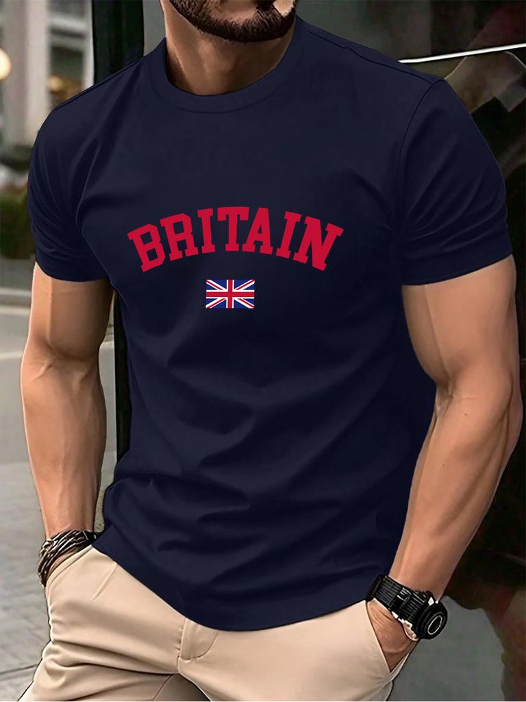 Britain Text With Flag Prints Cotton TShirts Men Summer Oversized ONeck T Shirt Comfortable Short Sleeve Tops Basic Clothes