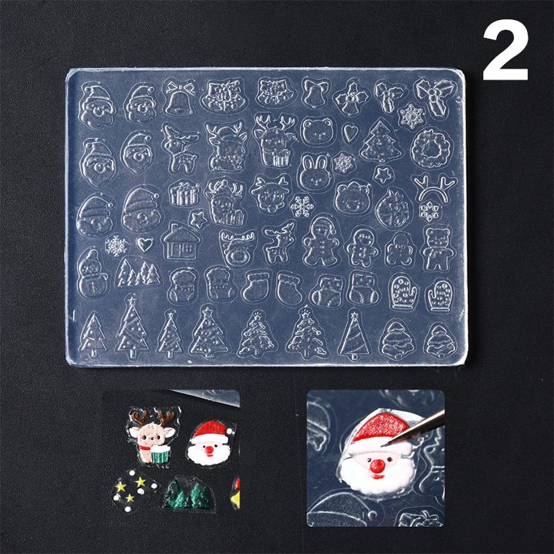 Christmas Nail Art Silicone Mould Cute Santa Claus Snowman Winter Snowflakes Christmas Tree Design Manicure Carving Accessory DI
