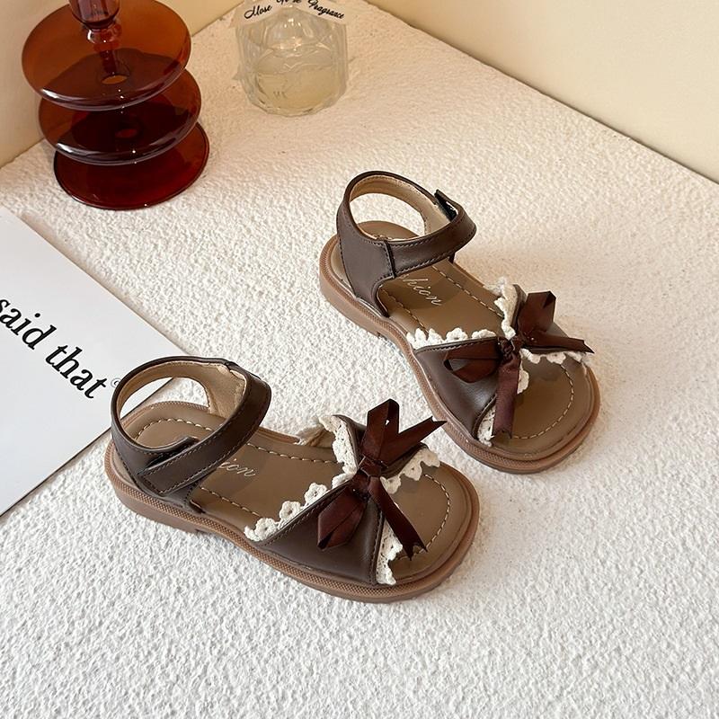 Kinder Sandalen Mädchen Sommer Flache Prinzessin Schuhe Mit Schleife Spitzenbesatz Bequemes Lässiges Design Für Kinder Frühling Und Sommer Mode Schuhe