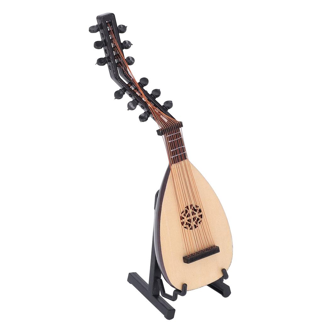 Mini Lute Pipa Model Unique Small Decor Miniature Ornament Musical Instrument Wooden Photo Prop