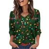 Women's Fashionable Casual Christmas Printed V-neck Top