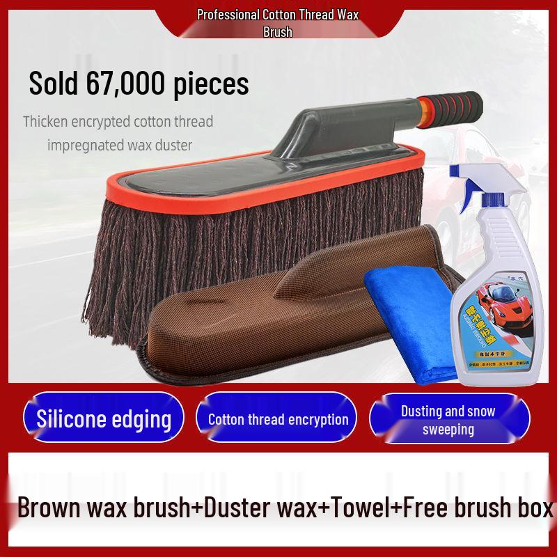 Teleskopowa szczotka samochodowa i miotełka z bawełnianym gwintem do mycia, odkurzania i woskowania