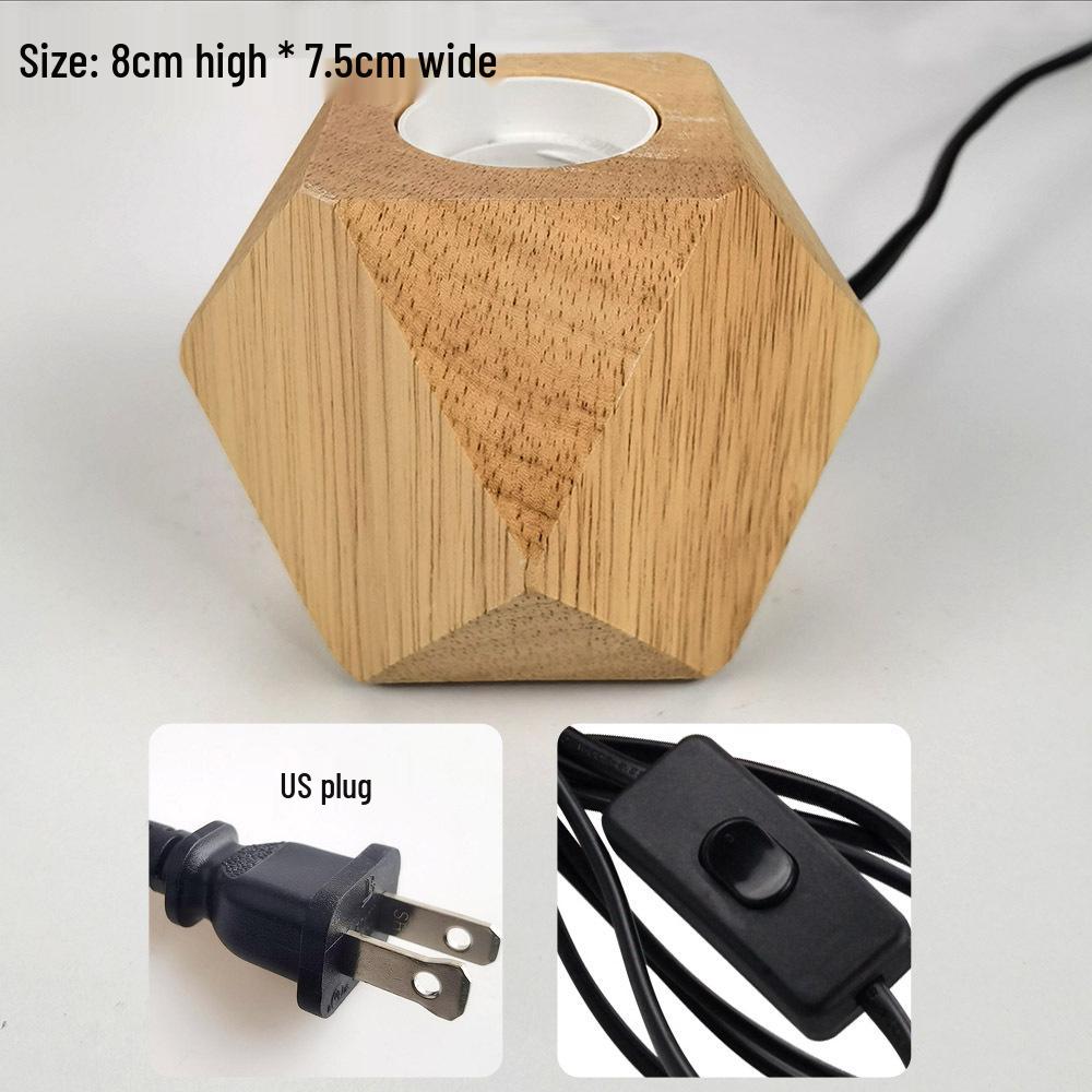 

Rhombus Wood Table Lamp with E27 Screw Base and UK Three-Pin Plug