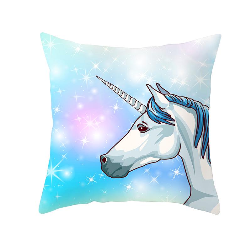 Time Cartoon Home Decor Pillow Purple Unicorn Pillowcase Rainbow Sunrise Sofa Cushion Cover