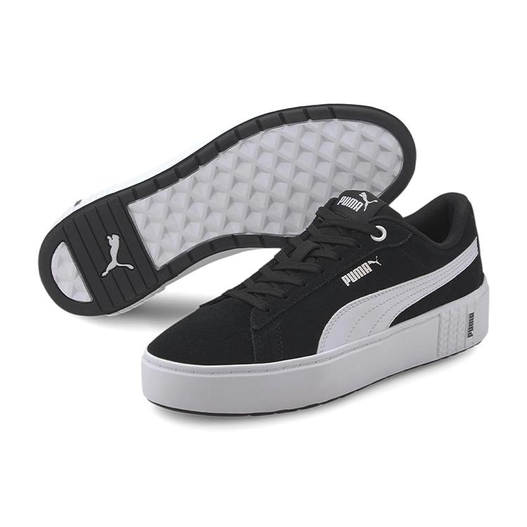 New PUMA Smash Platform V2 Suede 'Black White' Women's 373037-04