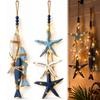 Hanging Lighted Wooden Fish Wall Decor Mediterranean Decorative Starfish  Restaurant Wall Art
