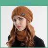 Conjunto de Gorro de Inverno Tricotado e Cachecol com Forro de Lã para Homens e Mulheres