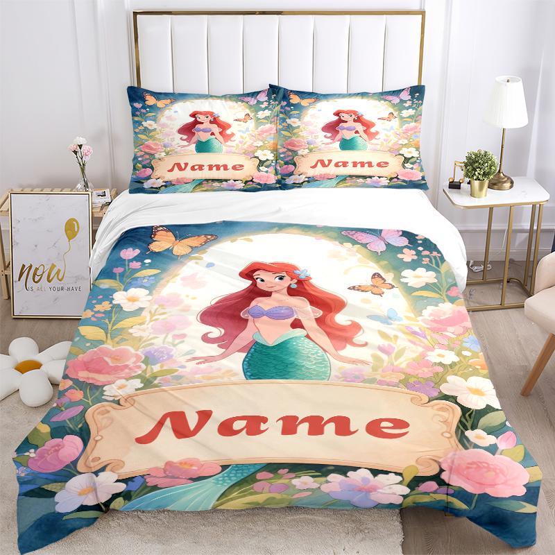 Custom Textile Mermaid Garden Bedding 3 Piece Set HD Print Duvet Cover Pillowcases for Teens Adult Bedroom Decoration