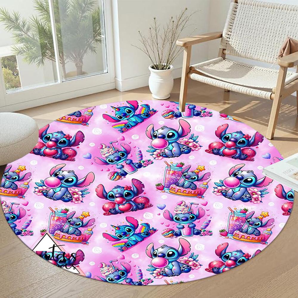 Stitch Round Office Rug Design for Decorate room Entryway Living Rooms Outdoor Antislip Round Carpet Anime Office Decor