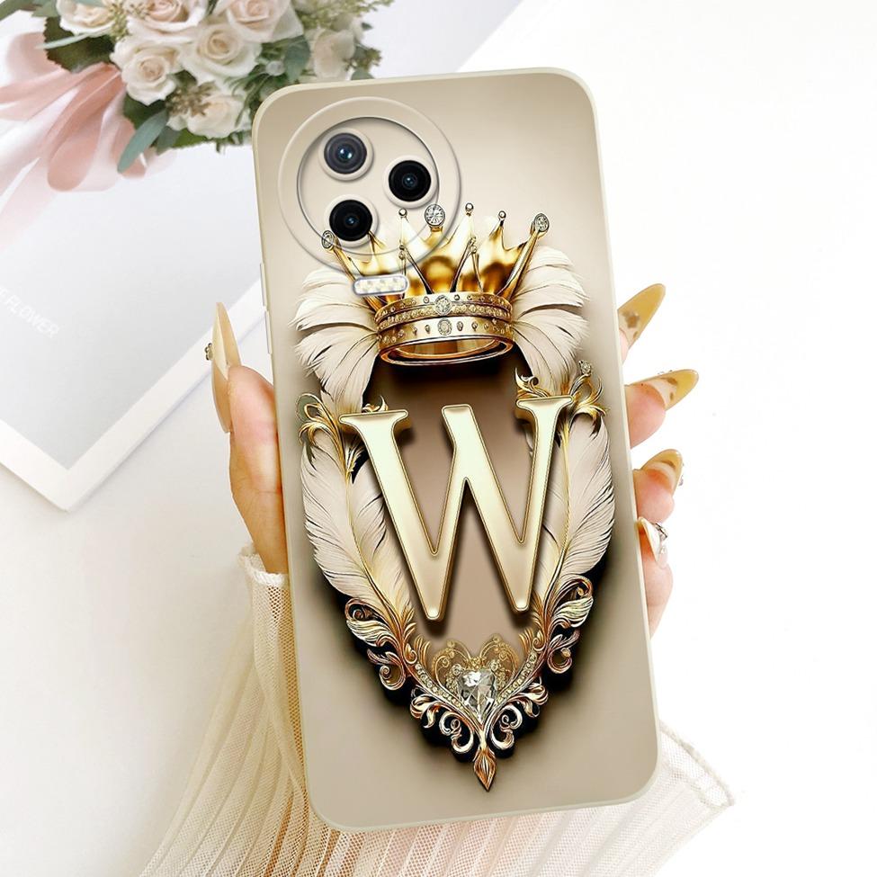 For Infinix Note 12 2023 X676C Case For Infinix Note 12 Pro 4G X676B Cover Luxury A-Z Letters Crown 2D Painted Silicone Casing