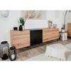 NOLA Low Sideboard / TV Cabinet - Oak and Black Decor - 4 Doors - L 200 X D 42 X H 65 Cm