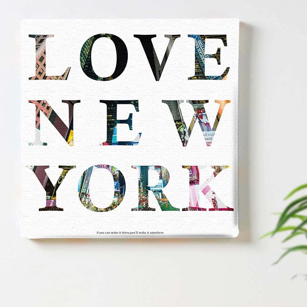Art Deli Typography New York Fabric Wall Art Panel, 57 X 57 Cm