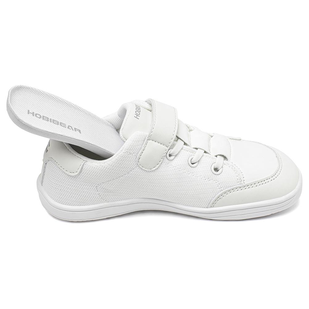 HOBIBEAR Kids Wide Toe Barefoot Shoes Boys Girls Minimalist Sneakers Lightweight Hook Loop Mesh Artificial Leather Shoes