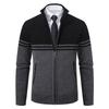 Men's Stand Collar Velvet Sweater Thick Long Sleeve Fashion Sweater Casual Business Cardigan Jacket
